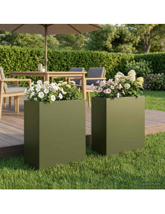 Vaso da giardino 2 pz Verde Oliva 40 x 20 x 40 cm