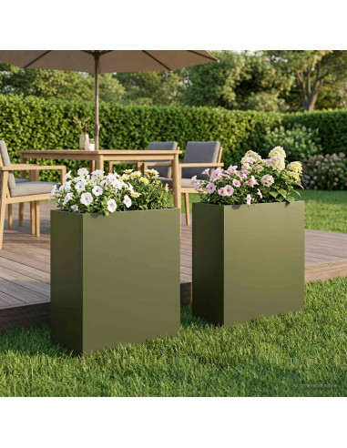 Vaso da giardino 2 pz Verde Oliva 40 x 20 x 40 cm
