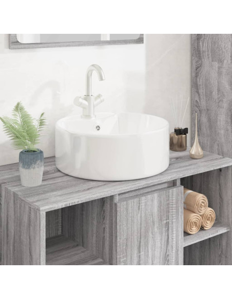 Lavandino Bianco 40x14,5 cm in Ceramica Rotondo