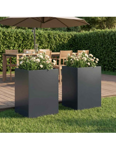 Vaso da giardino 2 pz Antracite 40 x 40 x 75 cm