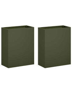 Vaso da giardino 2 pz Verde Oliva 40 x 20 x 40 cm 2