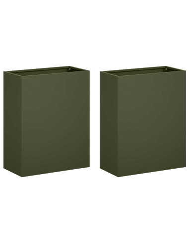 Vaso da giardino 2 pz Verde Oliva 40 x 20 x 40 cm