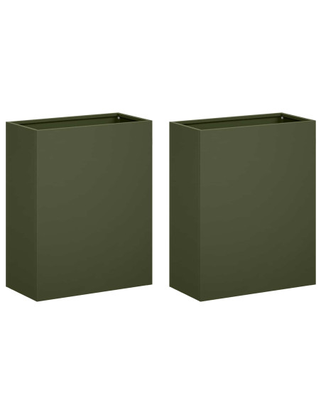 Vaso da giardino 2 pz Verde Oliva 40 x 20 x 40 cm