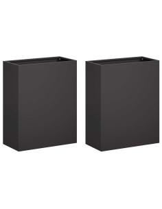 Vaso da giardino 2 pz Nero 40 x 20 x 50 cm 2