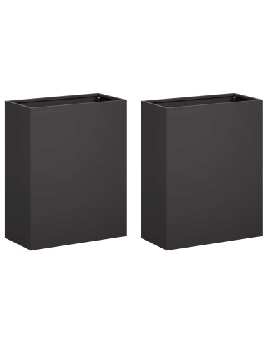 Vaso da giardino 2 pz Nero 40 x 20 x 50 cm