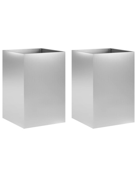 Vaso da giardino 2 pz Argento 50 x 50 x 75 cm Acciaio zincato