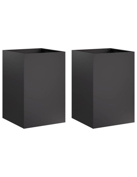 Vaso da giardino 2 pz Nero 50 x 50 x 75 cm