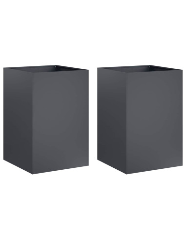 Vaso da giardino 2 pz Antracite 40 x 40 x 75 cm