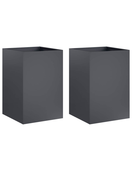 Vaso da giardino 2 pz Antracite 40 x 40 x 75 cm