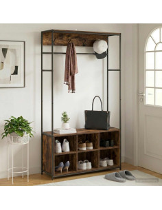 Appendiabiti con panca per scarpe Rovere Fumo