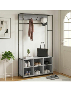 Appendiabiti con panca per scarpe Sonoma grigio