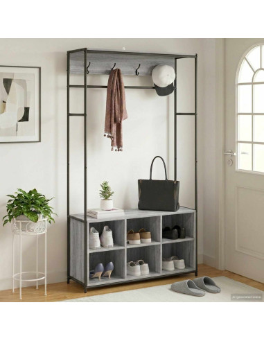 Appendiabiti con panca per scarpe Sonoma grigio