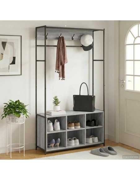 Appendiabiti con panca per scarpe Sonoma grigio