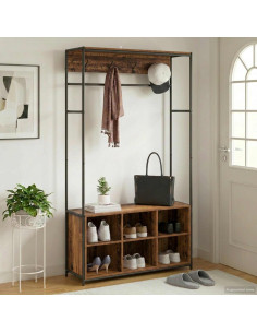 Appendiabiti con panca per scarpe Legno antico