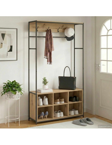 Appendiabiti con panca per scarpe Rovere Artigianale