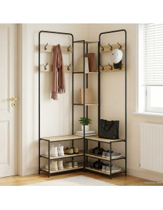 Appendiabiti con panca per scarpe Rovere Sonoma
