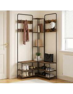 Appendiabiti con panca per scarpe Rovere Fumo