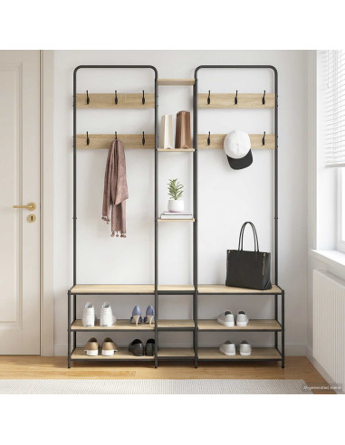 Appendiabiti con panca per scarpe Rovere Sonoma