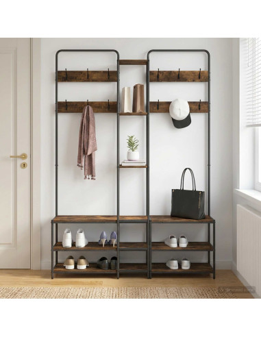 Appendiabiti con panca per scarpe Rovere Fumo