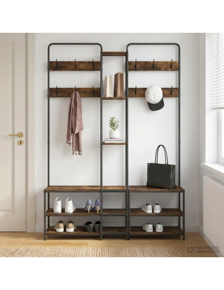 Appendiabiti con panca per scarpe Rovere Fumo