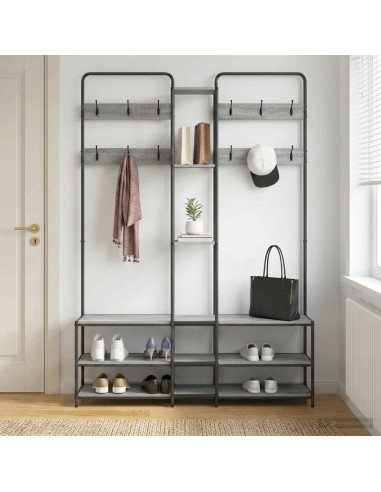 Appendiabiti con panca per scarpe Sonoma grigio