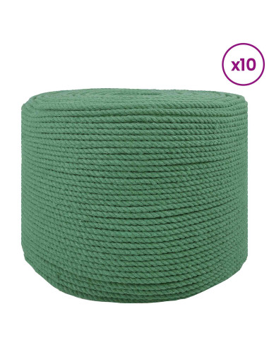 Spago di Cotone 10 pz 2 mm 100 m Verde 100% Cotone