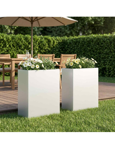 Vaso da giardino 2 pz Bianco 40 x 20 x 50 cm