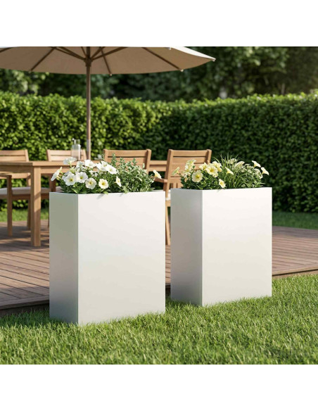 Vaso da giardino 2 pz Bianco 40 x 20 x 50 cm