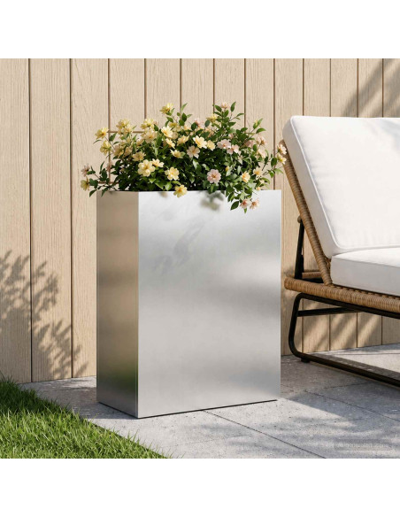 Vaso da giardino Argento 40 x 20 x 50 cm Acciaio Inox
