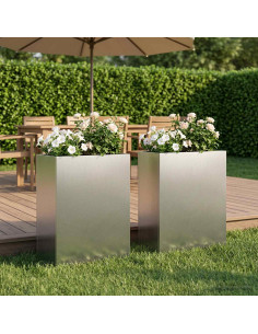 Vaso da giardino 2 pz Argento 40 x 20 x 50 cm Acciaio Inox