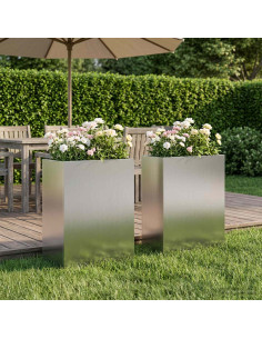 Vaso da giardino 2 pz Argento 40 x 20 x 50 cm Acciaio zincato