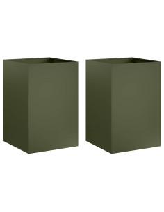 Vaso da giardino 2 pz Verde Oliva 40 x 40 x 75 cm 2