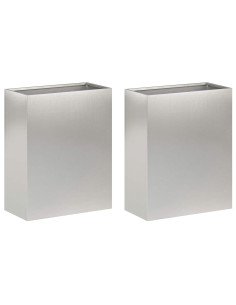 Vaso da giardino 2 pz Argento 40 x 20 x 50 cm Acciaio Inox 2