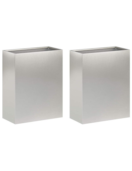Vaso da giardino 2 pz Argento 40 x 20 x 50 cm Acciaio Inox