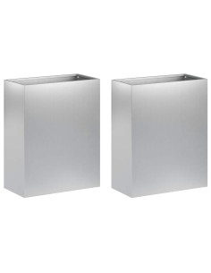 Vaso da giardino 2 pz Argento 40 x 20 x 50 cm Acciaio zincato 2