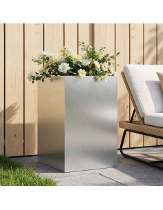 Vaso da giardino Argento 40 x 40 x 75 cm Acciaio zincato