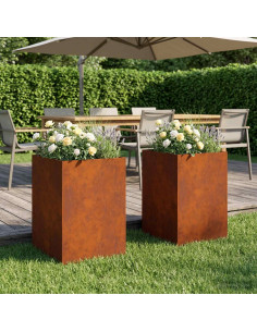 Vaso da giardino 2 pz Ruggine 50 x 50 x 75 cm Acciaio Corten