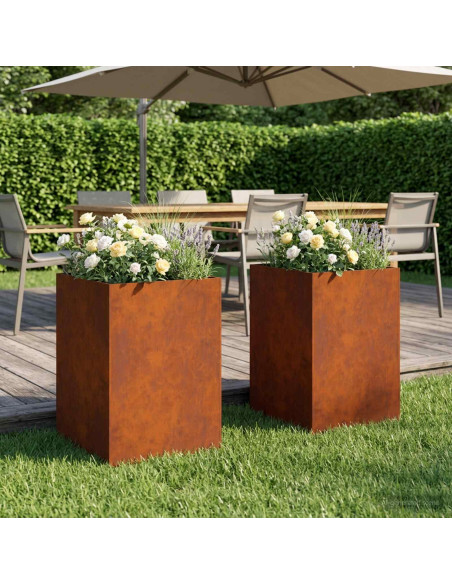 Vaso da giardino 2 pz Ruggine 50 x 50 x 75 cm Acciaio Corten