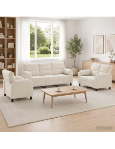 Set di divani 3 pz Crema Velluto