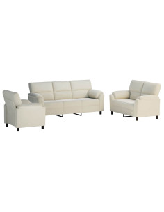 Set di divani 3 pz Crema Velluto 2