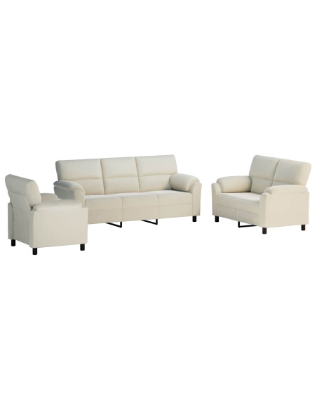 Set di divani 3 pz Crema Velluto