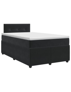 Letto box spring con materasso Nero 120 x 190 cm Velluto