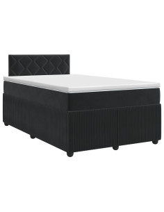 Letto box spring con materasso Nero 120 x 190 cm Velluto