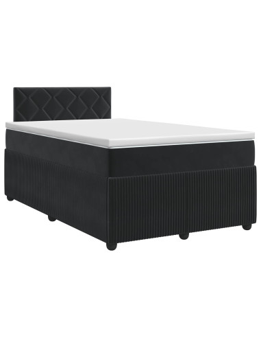 Letto box spring con materasso Nero 120 x 190 cm Velluto