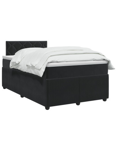 Letto box spring con materasso Nero 120 x 200 cm Velluto