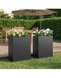 Vaso da giardino 2 pz Nero 40 x 20 x 40 cm