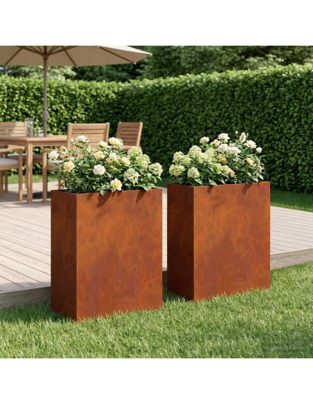 Vaso da giardino 2 pz Ruggine 40 x 20 x 50 cm Acciaio Corten