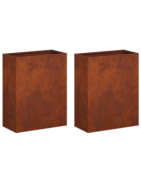 Vaso da giardino 2 pz Ruggine 40 x 20 x 50 cm Acciaio Corten
