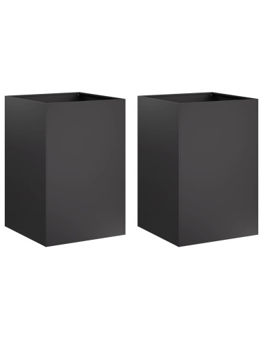 Vaso da giardino 2 pz Nero 40 x 40 x 75 cm