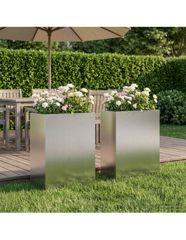 Vaso da giardino 2 pz Argento 40 x 20 x 40 cm Acciaio zincato